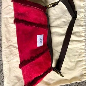 UGG red suede/ shearling purse
